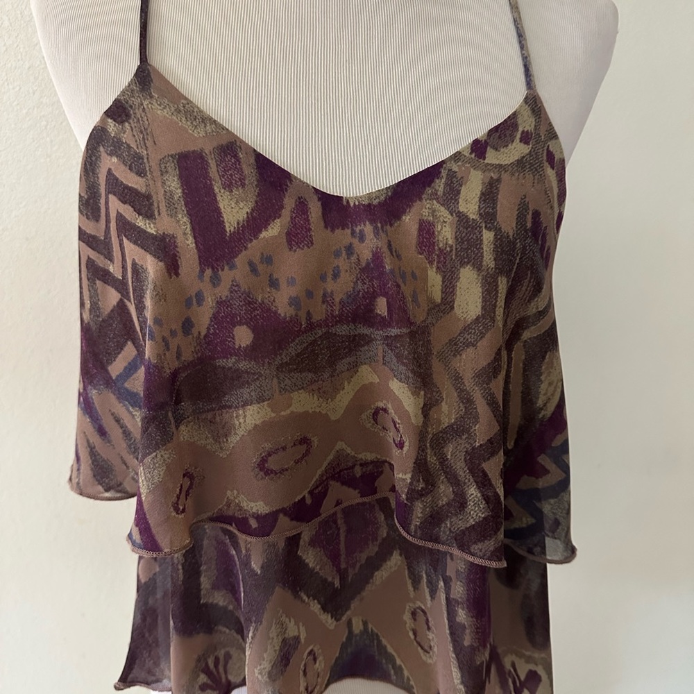 En Creme Purple and Brown Patterned Camisole